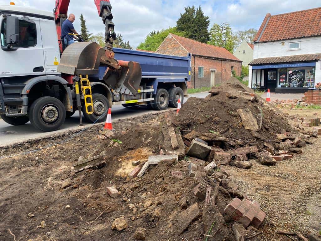 This is a photo of a dig out being carried out for the installation of a new tarmac driveway. Works being carried out by Bury St Edmunds Driveway Solutions