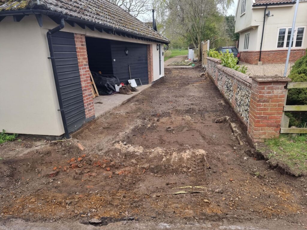 This is a tarmac driveway that is in the process of being dug out and installed by Bury St Edmunds Driveway Solutions